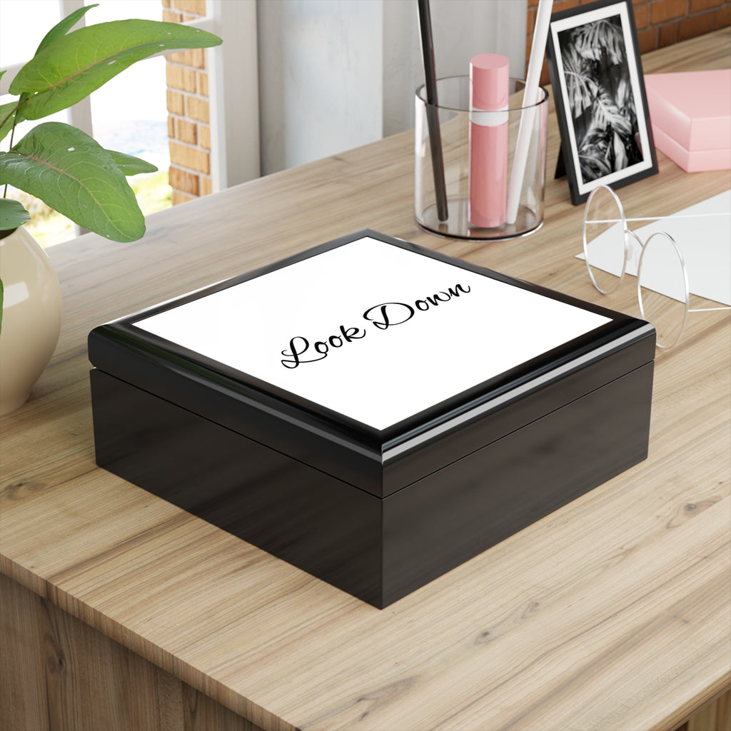 'Look Down' Jewelry Box — Elegant Black Lacquer Keepsake Box